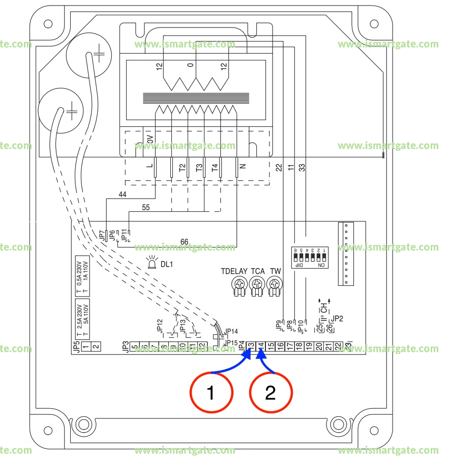 Wiring diagram for BFT ARIES P